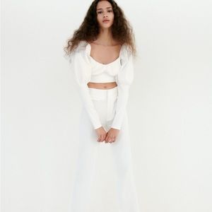 Zara top with voluminous sleeves - white